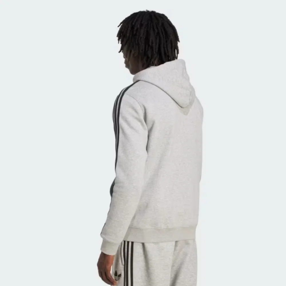 Adidas 3 Stripe Fleece Pullover Medium Heather Gray Hoodie Mens Size Small